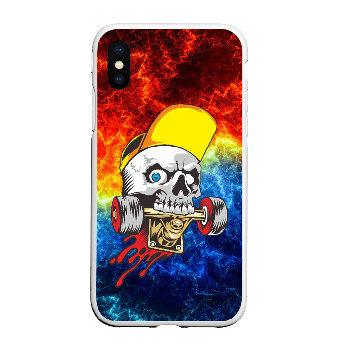 Чехол для iPhone XS Max матовый Череп со скейтом фото