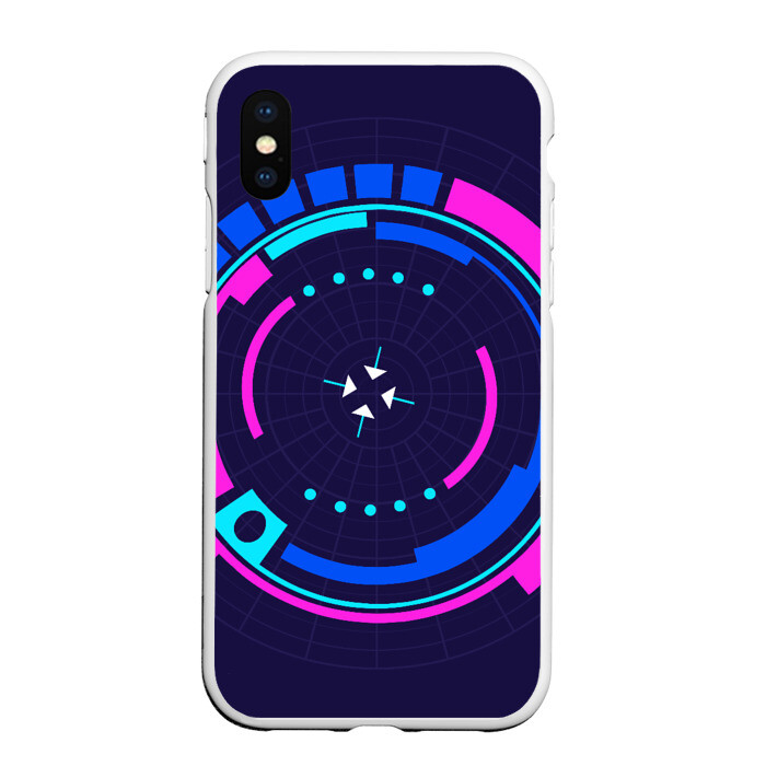 Чехол для iPhone XS Max матовый Розовый Синий Киберпанк фото