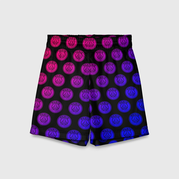 Детские спортивные шорты 3D ПСЖ Неон фото