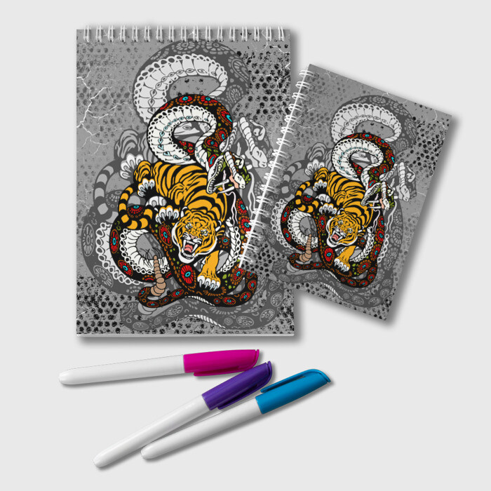 Блокнот Змея и Тигр|Tiger Snake Fight  фото