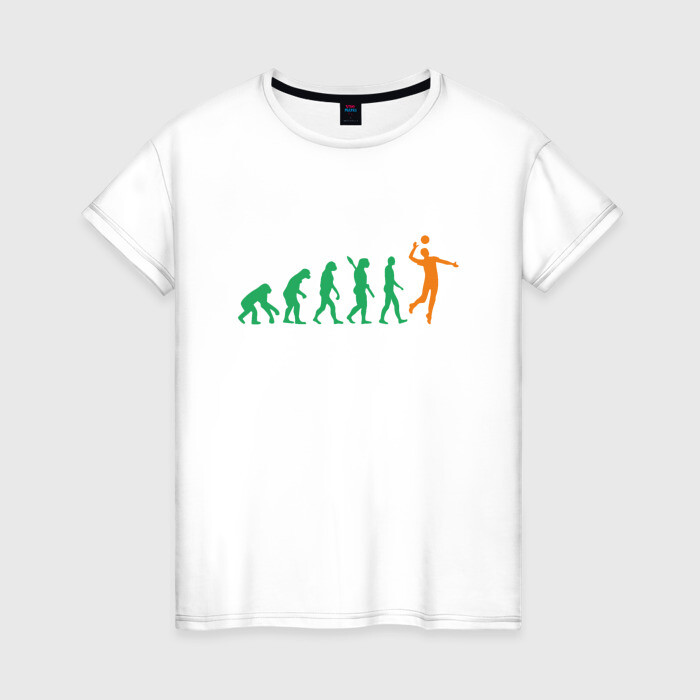 Женская футболка хлопок Эволюция волейбола фото