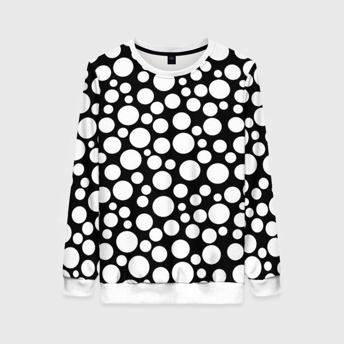 Женский свитшот 3D Черно-белый горох фото