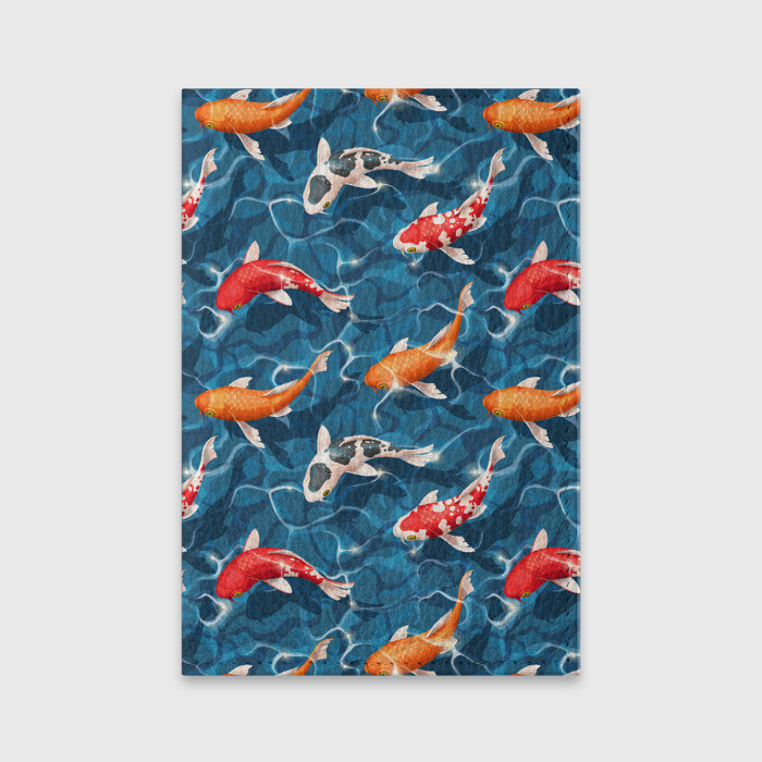 Обложка для паспорта матовая кожа Японские карпы (кои) фото