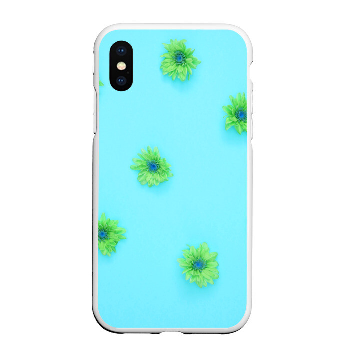 Чехол для iPhone XS Max матовый Зеленые Цветочки фото