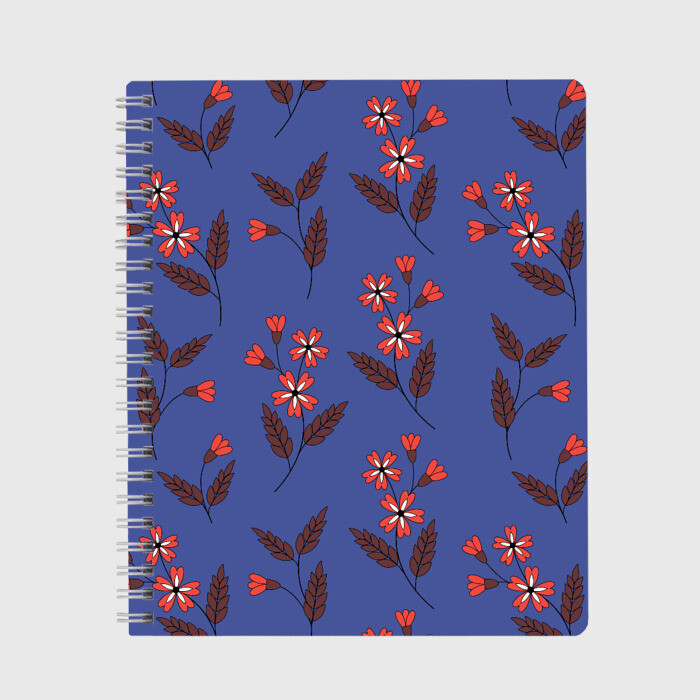 Тетрадь Цветы на синем фоне фото