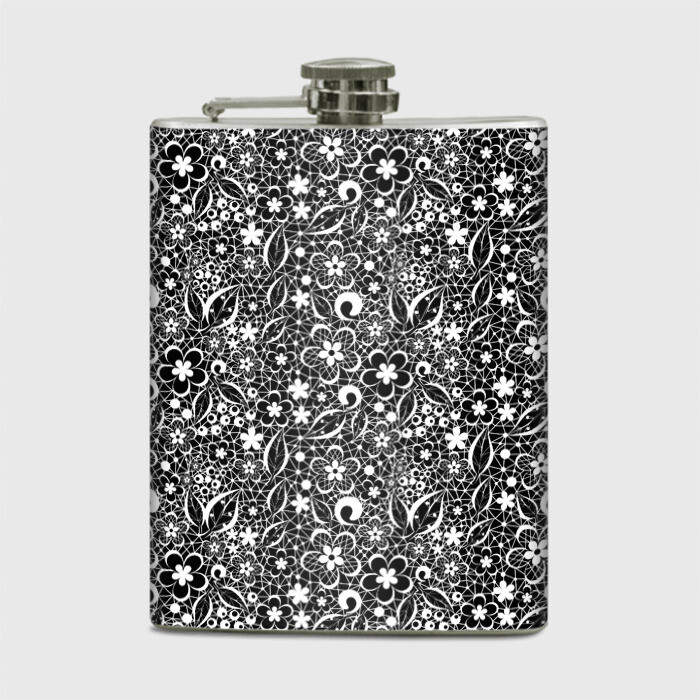 Фляга Кружевной черно белый узор фото