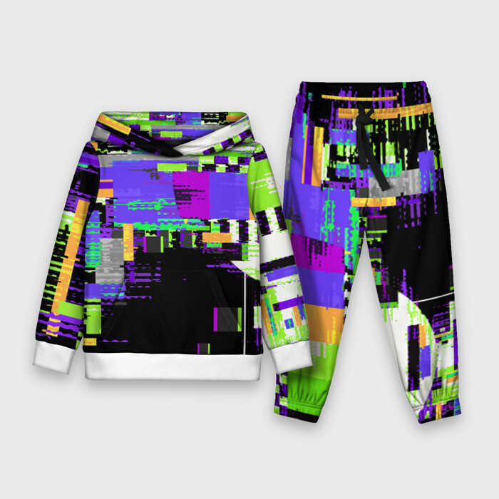 Детский костюм 3D (с толстовкой) Глитч эффект фото