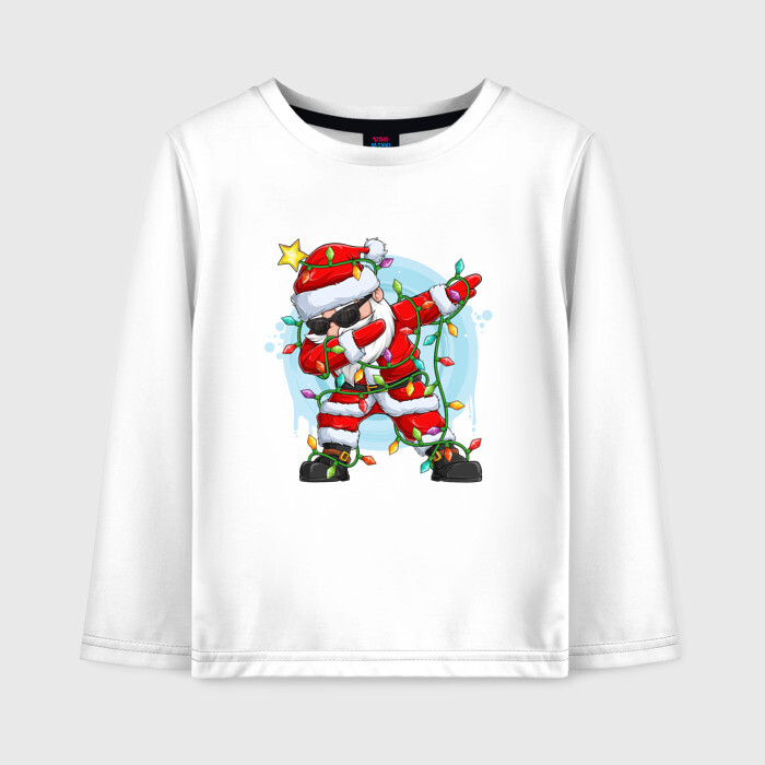 Детский лонгслив хлопок DAB SANTA CLAUS В ГЕРЛЯНДЕ фото