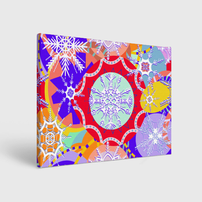 Холст прямоугольный Яркий абстрактный зимний дизайн из снежинок фото