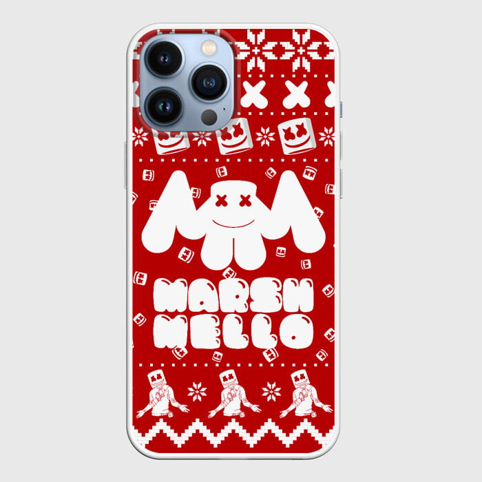Чехол для iPhone 13 Pro Max Marshmello Маршмелло Новогодний фото