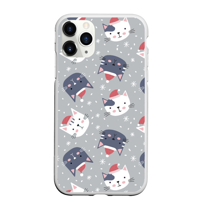 Чехол для iPhone 11 Pro матовый КОТЫ НОВОГОДНИЙ фото