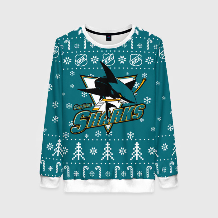 Женский свитшот 3D Сан Хосе Шаркс Новогодний фото