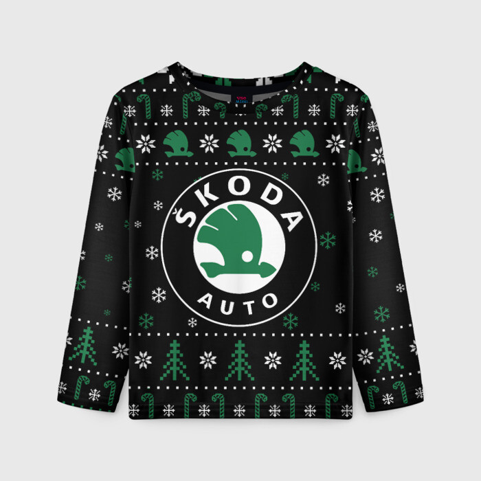 Детский лонгслив 3D SKODA ШКОДА НОВОГОДНИЙ фото