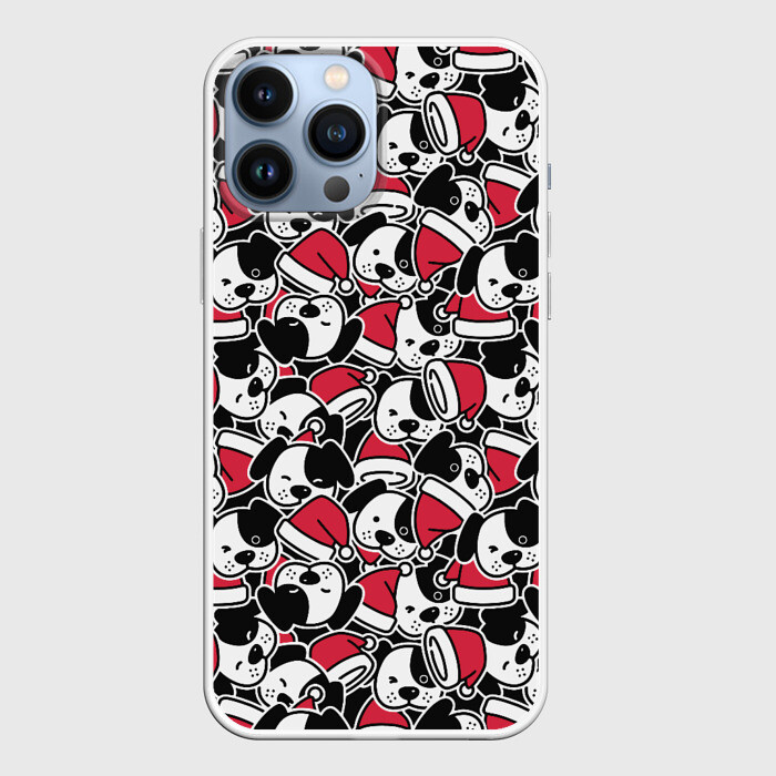 Чехол для iPhone 13 Pro Max Щенки и красные колпаки фото