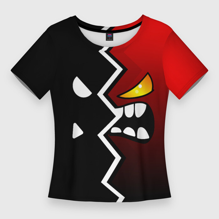 Женская футболка 3D Slim GEOMETRY DASH ЛЁГКИЙ СЛОЖНЫЙ УРОВЕНЬ фото