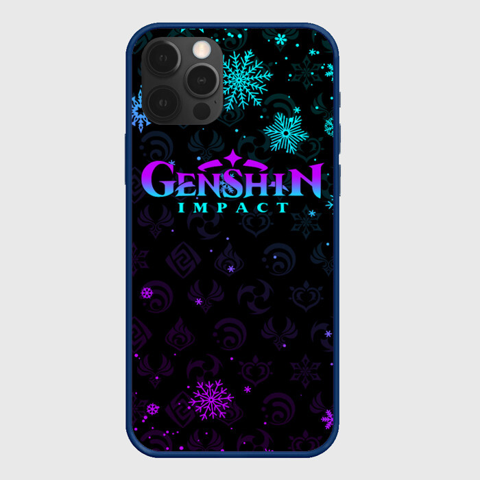 Чехол для iPhone 12 Pro Max НОВОГОДНИЙ НЕОНОВЫЙ GENSHIN IMPACT фото