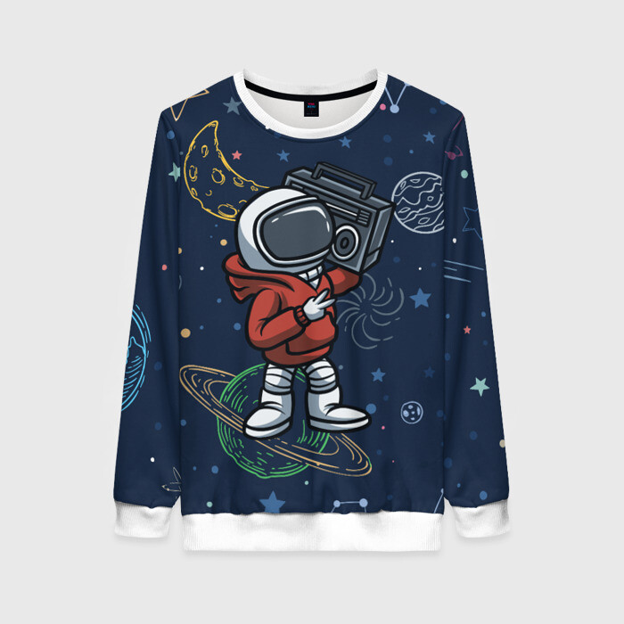 Женский свитшот 3D КОСМИЧЕСКАЯ МУЗЫКА | SPACE MUSIC фото