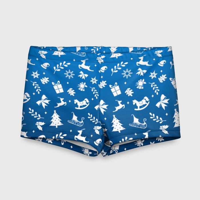 Детские купальные плавки 3D СИНИЙ НОВОГОДНИЙ УЗОР 2022 фото