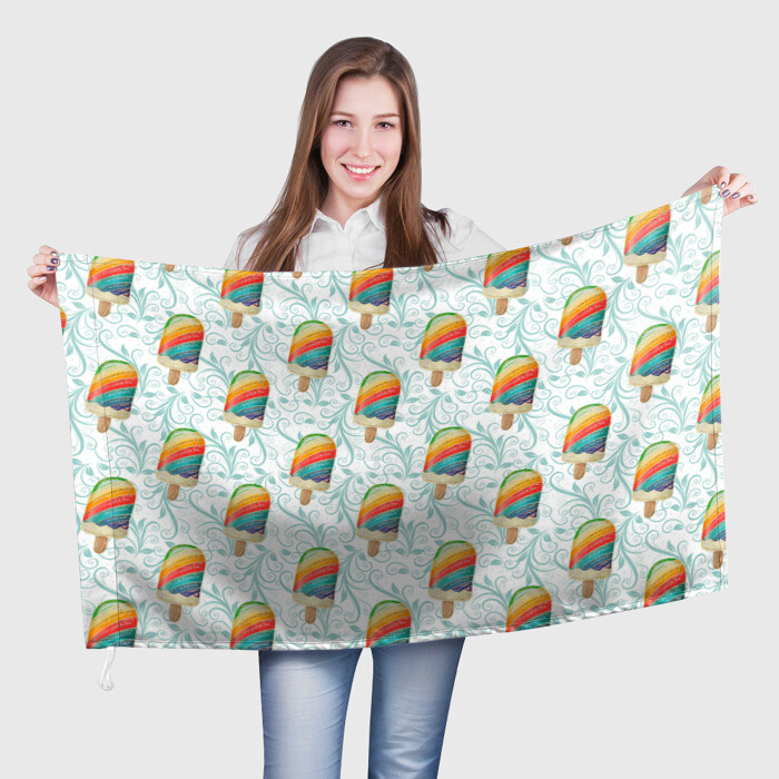 Флаг 3D разноцветное мороженое паттерном фото