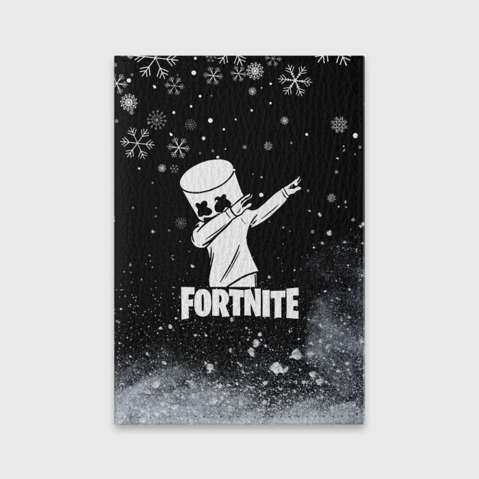 Обложка для паспорта матовая кожа НОВОГОДНИЙ FORTNITE MARSHMELLO фото
