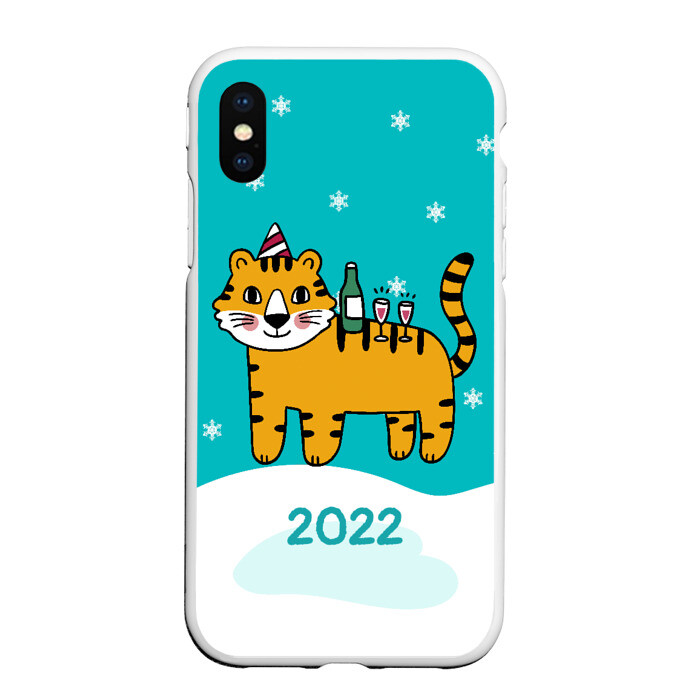 Чехол для iPhone XS Max матовый Новогодний стол - тигр фото