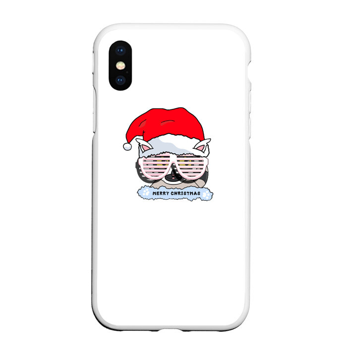 Чехол для iPhone XS Max матовый Новогодний Диско Енотик фото