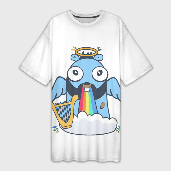 Платье-футболка 3D Golang gopher  талисман программиста фото