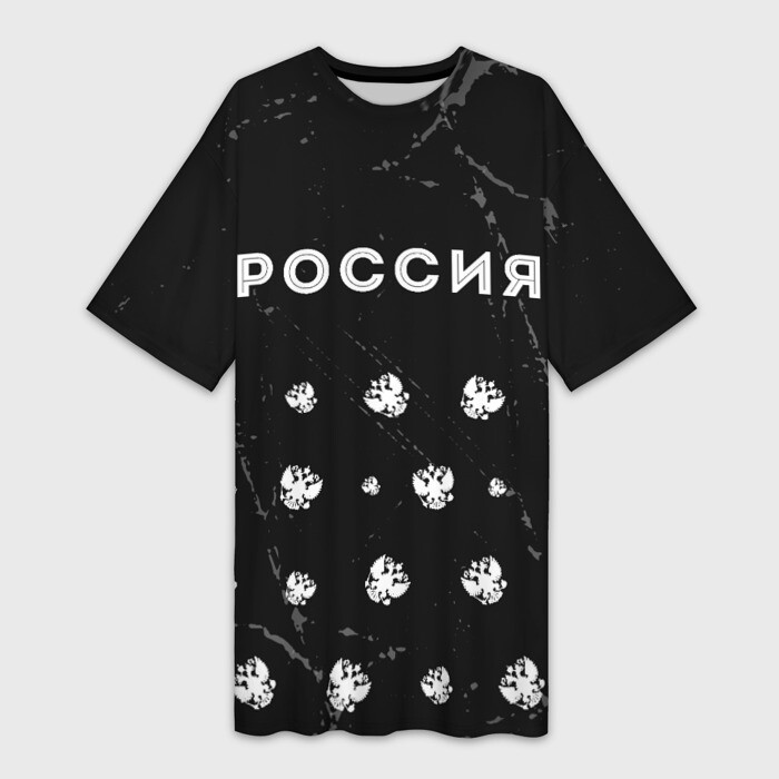 Платье-футболка 3D РОССИЯ  ГЕРБ  Гранж фото