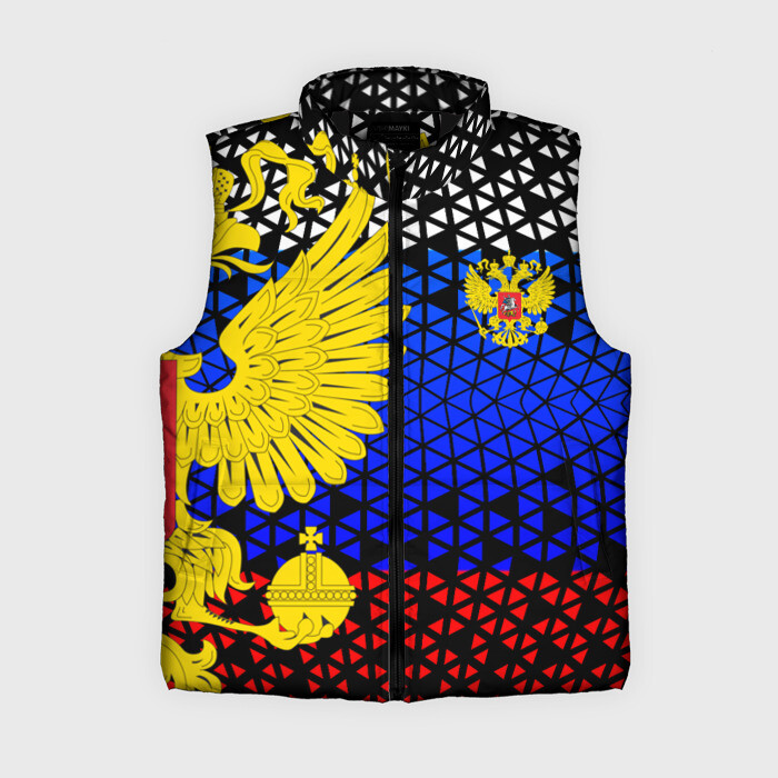 Женский жилет утепленный 3D герб флаг россии фото