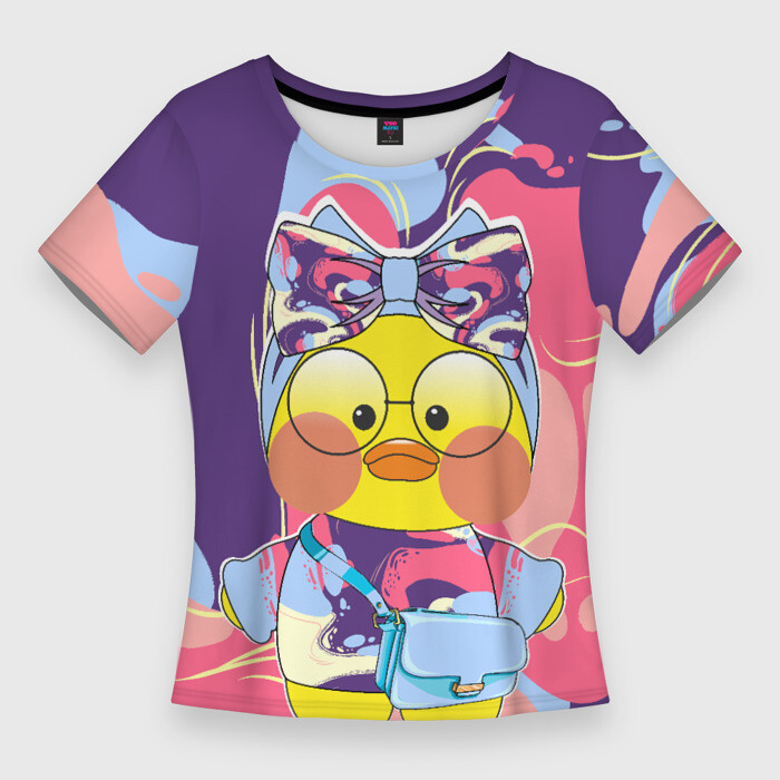 Женская футболка 3D Slim Лалафанфан в сиреневых волнах фото