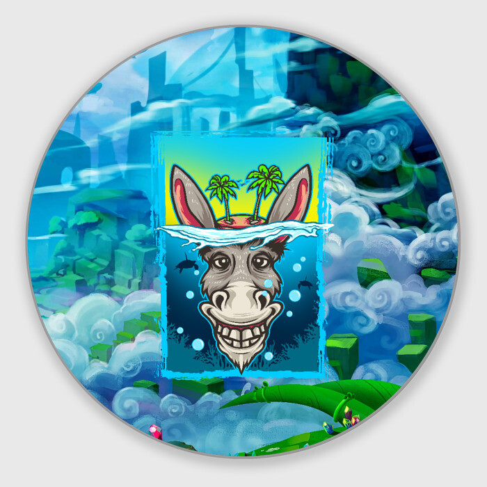 Круглый коврик для мышки Голова осла в море фото