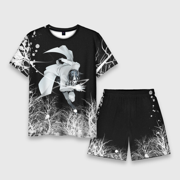 Мужской костюм с шортами 3D Белый Неон над лесом  White Neon фото